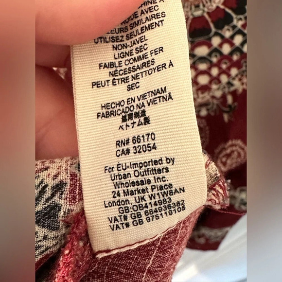 FREE PEOPLE XS Anthropologie ALLURING Maroon Printed Backless Long Sleeve Tunic - Picture 6 of 8